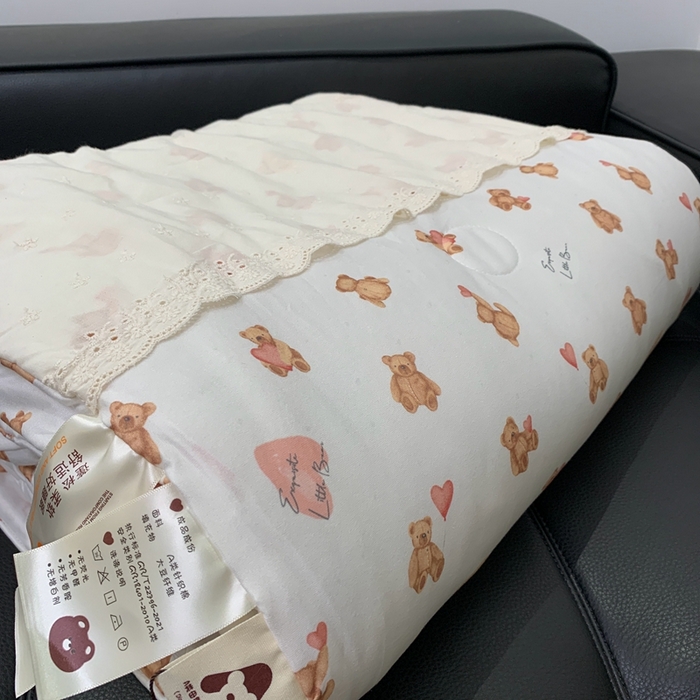 91家纺网 家纺一手货源 找家纺 奈萝 2024新款法式花边针织夏被春秋被 爱心熊