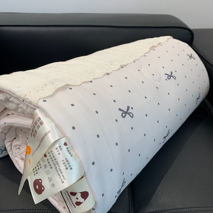 奈萝 2024新款法式花边针织夏被春秋被 蝴蝶结