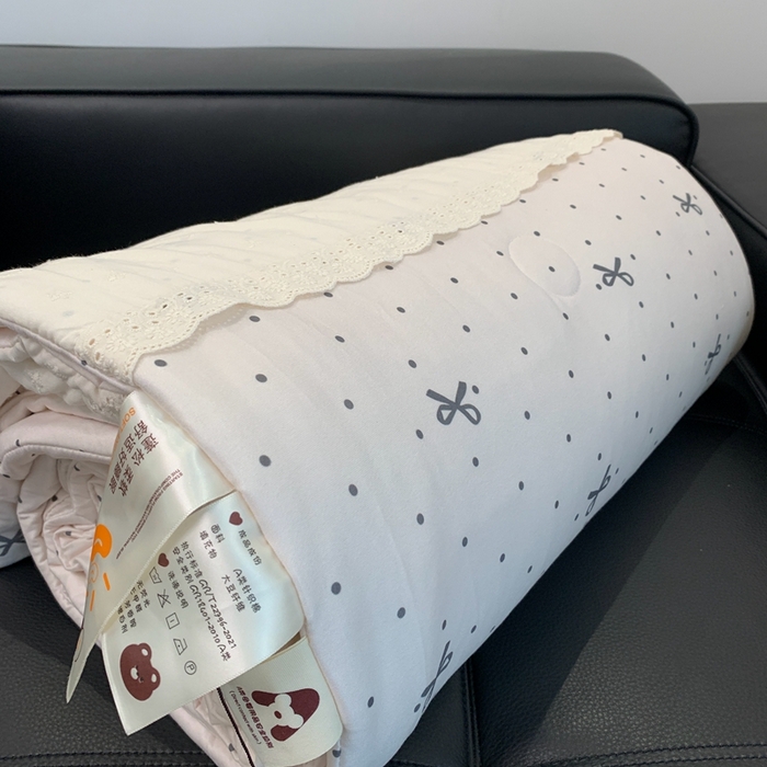 91家纺网 家纺一手货源 找家纺 奈萝 2024新款法式花边针织夏被春秋被 蝴蝶结