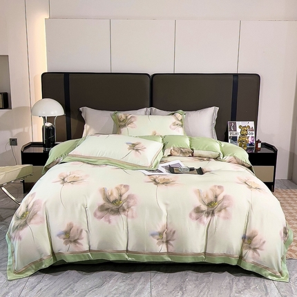 91家纺网 家纺一手货源 找家纺 （总）氧家 2024新款兰精天丝数码印花四件套双对角工艺