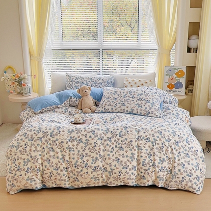 91家纺网 家纺一手货源 找家纺 （总）氧家 2024新款水洗棉华夫格泡泡纱四件套