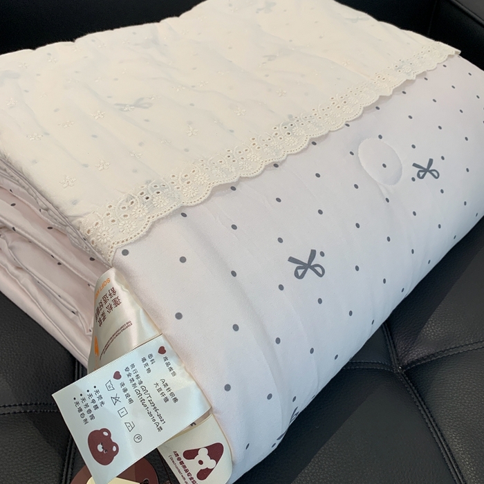 91家纺网 家纺一手货源 找家纺 奈萝 2024新款法式花边针织夏被春秋被 蝴蝶结