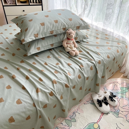 91家纺网 家纺一手货源 找家纺 （总）2024新款夏季纯棉13372印花床单枕套单件学生宿舍单人床