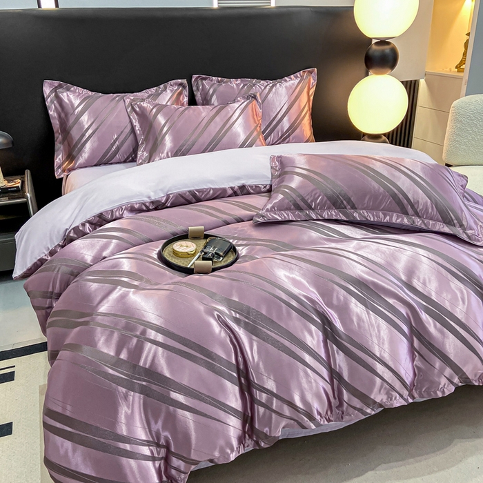 91家纺网 家纺一手货源 找家纺 莱欧纳家纺 2025新款轻奢欧式提花四件套 爱情牵线-紫