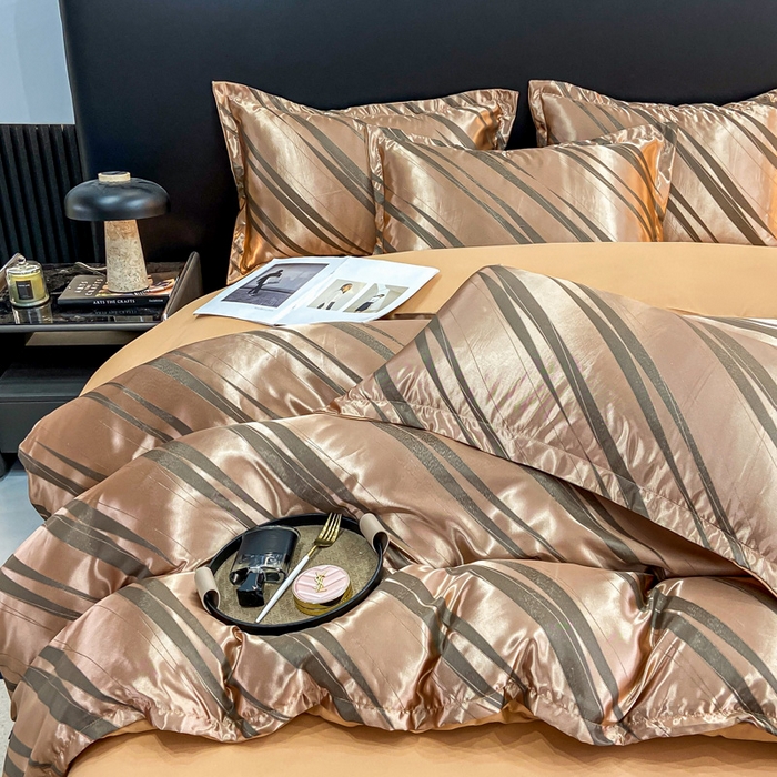 91家纺网 家纺一手货源 找家纺 莱欧纳家纺 2025新款轻奢欧式提花四件套 爱情牵线-金咖