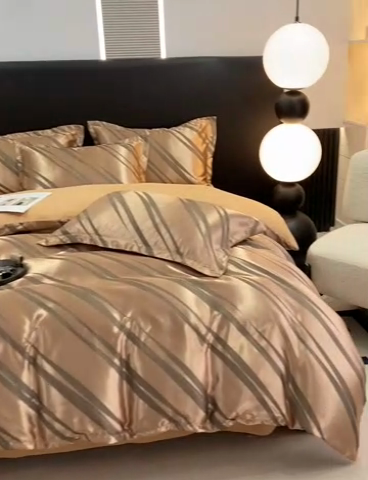 91家纺网 家纺一手货源 找家纺 莱欧纳家纺 2025新款轻奢欧式提花四件套 爱情牵线-金咖