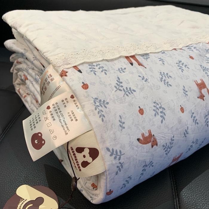 91家纺网 家纺一手货源 找家纺 奈萝 2024新款法式花边针织夏被春秋被 小狐狸