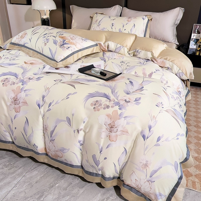 91家纺网 家纺一手货源 找家纺 氧家 2024新款兰精天丝数码印花四件套双对角工艺 淑芬小姐