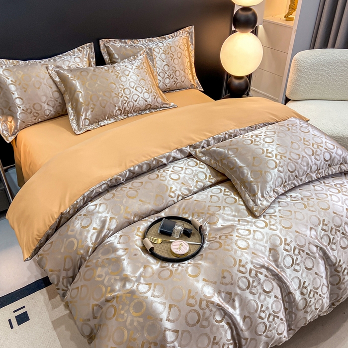 91家纺网 家纺一手货源 找家纺 莱欧纳家纺 2025新款轻奢欧式提花四件套 蒂法尼的清晨-咖