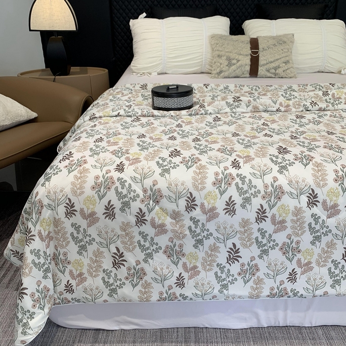 91家纺网 家纺一手货源 找家纺 奈萝家纺 2024新款A类凉感丝小凉皮夏被可机洗夏被新品空调被桔梗