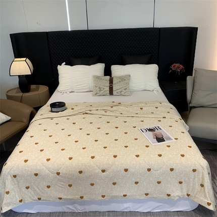 奈萝家纺 2024新款A类凉感丝小凉皮夏被可机洗夏被新品空调被小爱心咖