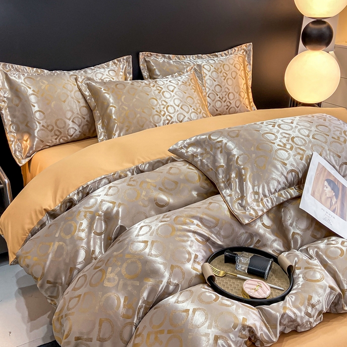 91家纺网 家纺一手货源 找家纺 莱欧纳家纺 2025新款轻奢欧式提花四件套 蒂法尼的清晨-咖