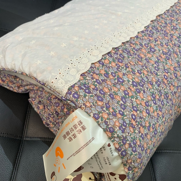 91家纺网 家纺一手货源 找家纺 奈萝 2024新款法式花边针织夏被春秋被 紫梦