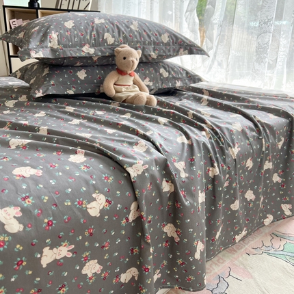 91家纺网 家纺一手货源 找家纺 （总）2024新款夏季纯棉13372印花床单枕套单件学生宿舍单人床