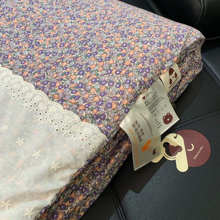 91家纺网 家纺一手货源 找家纺 奈萝 2024新款法式花边针织夏被春秋被 紫梦