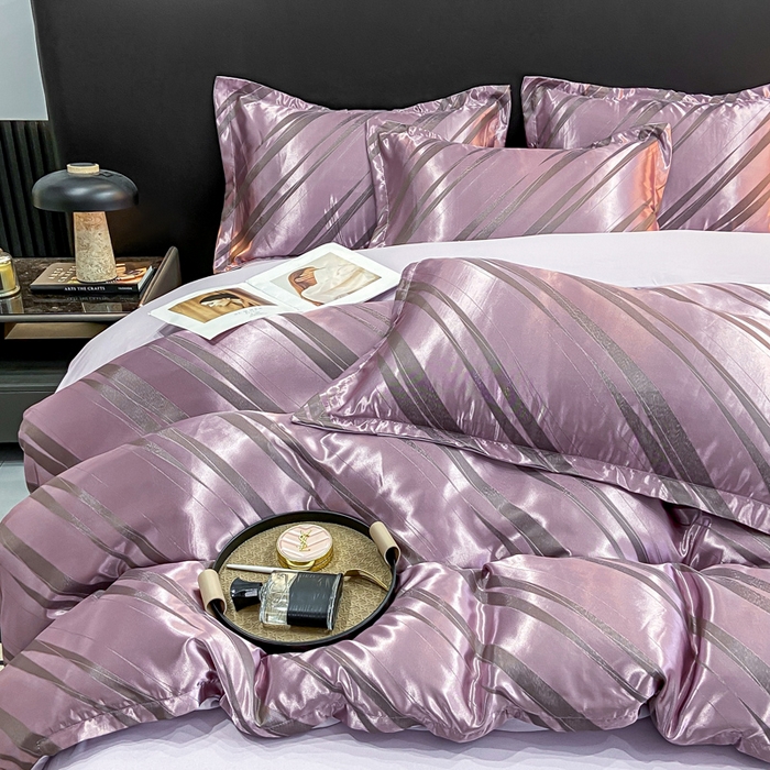 91家纺网 家纺一手货源 找家纺 莱欧纳家纺 2025新款轻奢欧式提花四件套 爱情牵线-紫