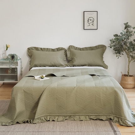 EH家居 2024新款全棉床盖三件套-知晓系列 知晓-豆绿