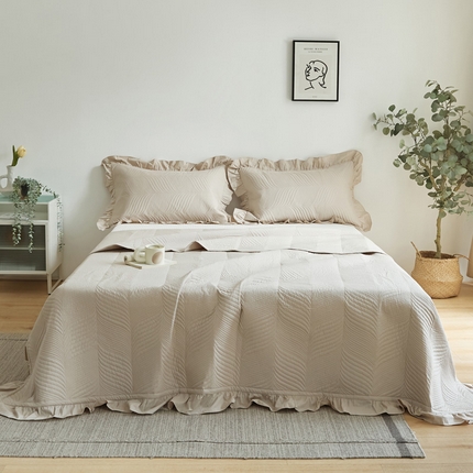 EH家居 2024新款全棉床盖三件套-知晓系列 知晓-卡其色
