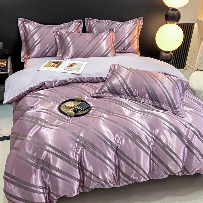 91家纺网 家纺一手货源 找家纺 莱欧纳家纺 2025新款轻奢欧式提花四件套 爱情牵线-紫