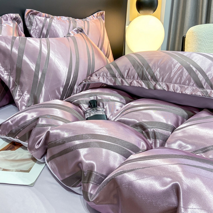 91家纺网 家纺一手货源 找家纺 莱欧纳家纺 2025新款轻奢欧式提花四件套 爱情牵线-紫