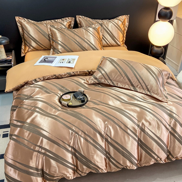 91家纺网 家纺一手货源 找家纺 莱欧纳家纺 2025新款轻奢欧式提花四件套 爱情牵线-金咖