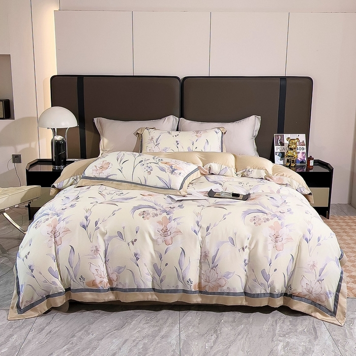 91家纺网 家纺一手货源 找家纺 氧家 2024新款兰精天丝数码印花四件套双对角工艺 淑芬小姐