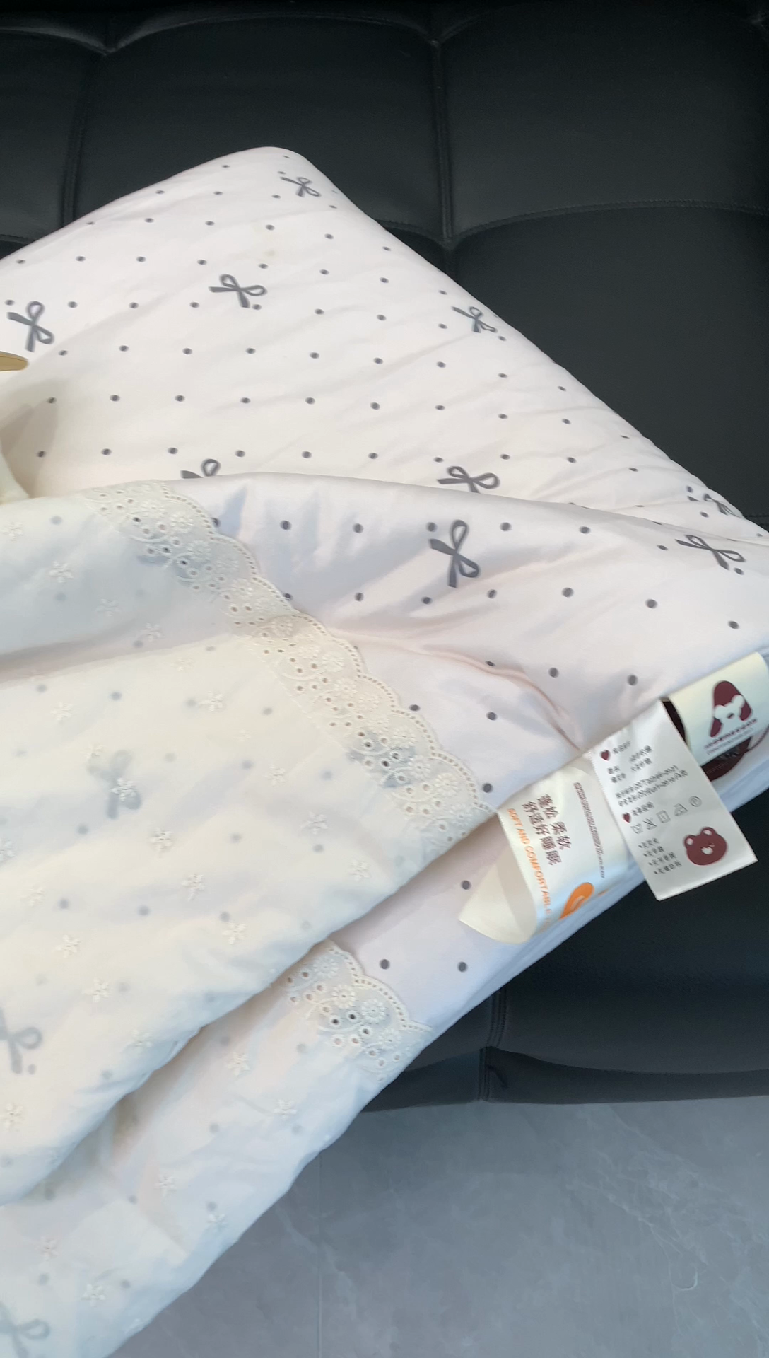 91家纺网 家纺一手货源 找家纺 奈萝 2024新款法式花边针织夏被春秋被 蝴蝶结