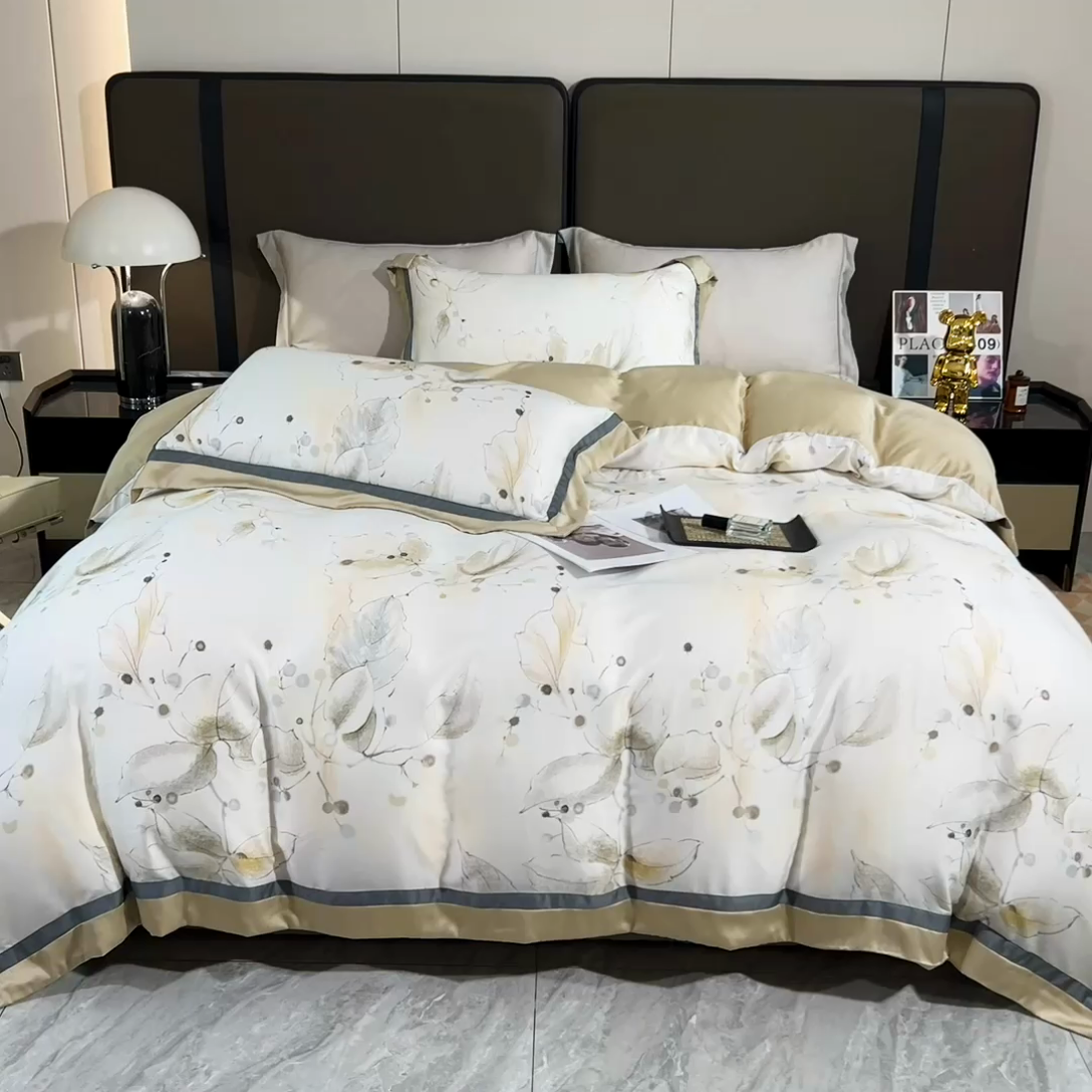 91家纺网 家纺一手货源 找家纺 （总）氧家 2024新款兰精天丝数码印花四件套双对角工艺