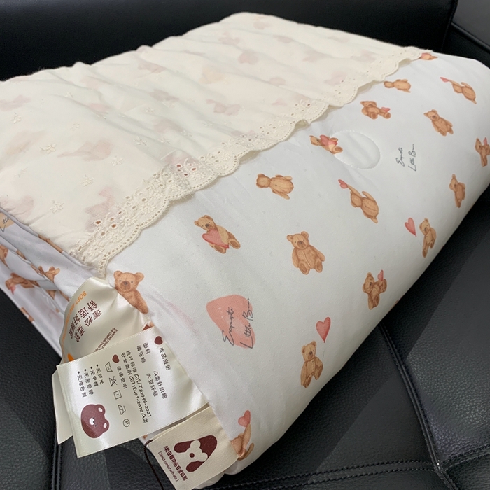 91家纺网 家纺一手货源 找家纺 奈萝 2024新款法式花边针织夏被春秋被 爱心熊