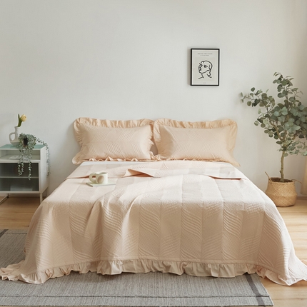 EH家居 2024新款全棉床盖三件套-知晓系列 知晓-杏粉