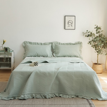 EH家居 2024新款全棉床盖三件套-知晓系列 知晓-青色