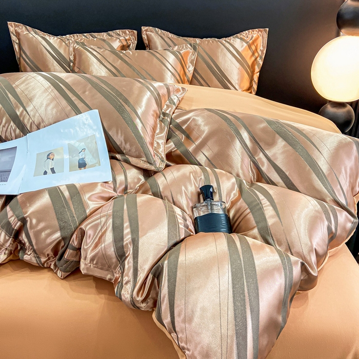 91家纺网 家纺一手货源 找家纺 莱欧纳家纺 2025新款轻奢欧式提花四件套 爱情牵线-金咖