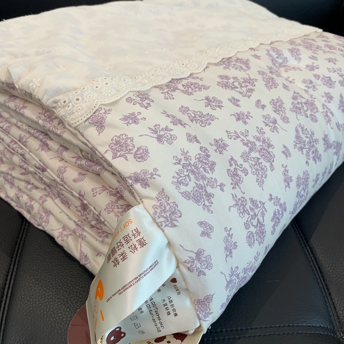 91家纺网 家纺一手货源 找家纺 奈萝 2024新款法式花边针织夏被春秋被 雅香