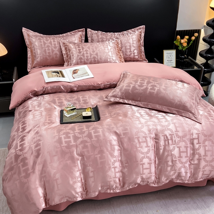 91家纺网 家纺一手货源 找家纺 莱欧纳家纺 2025新款轻奢欧式提花四件套 繁花-豆沙