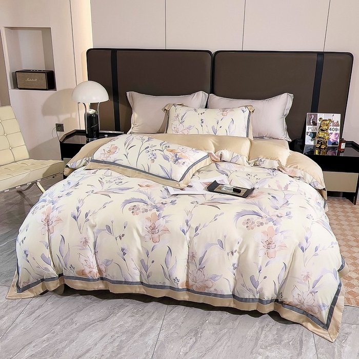 91家纺网 家纺一手货源 找家纺 氧家 2024新款兰精天丝数码印花四件套双对角工艺 淑芬小姐