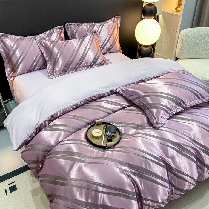 91家纺网 家纺一手货源 找家纺 莱欧纳家纺 2025新款轻奢欧式提花四件套 爱情牵线-紫