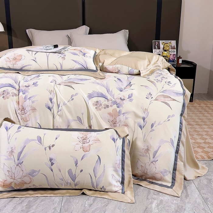 91家纺网 家纺一手货源 找家纺 氧家 2024新款兰精天丝数码印花四件套双对角工艺 淑芬小姐