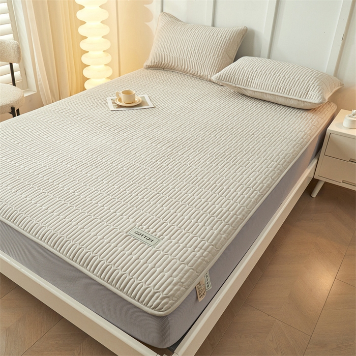 91家纺网 家纺一手货源 找家纺 （总）3C 2024新款A类全棉水洗棉大豆夹棉防水床笠-网忆 