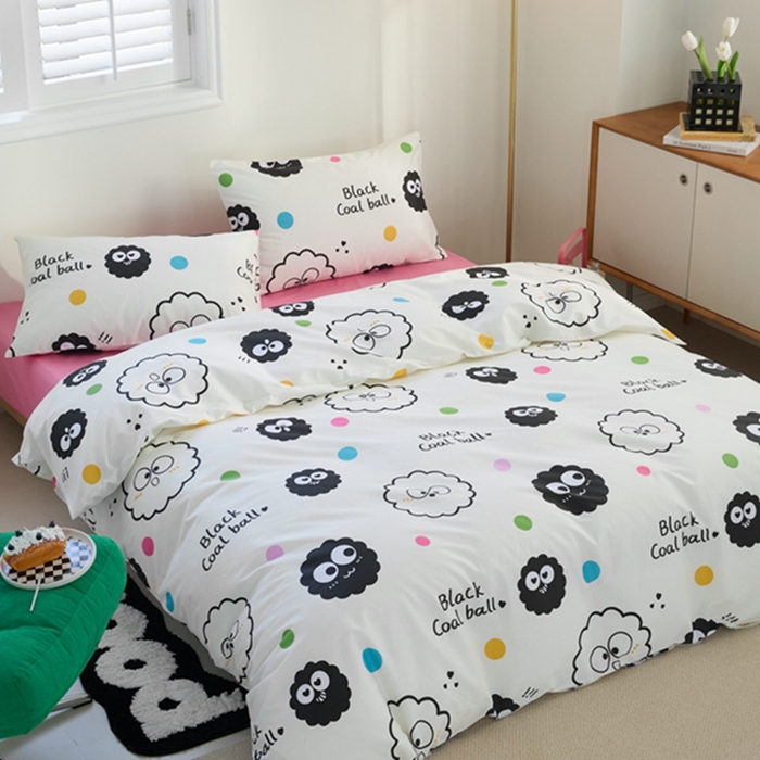 91家纺网 家纺一手货源 找家纺 原研家居 2024新款40支全棉13070印花系列四件套（第4批） 波点煤球