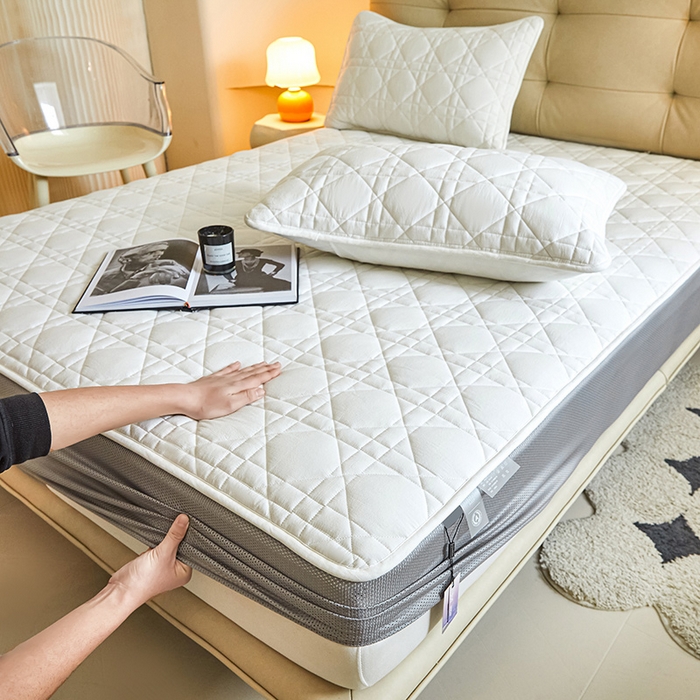 91家纺网 家纺一手货源 找家纺 3C 2024新款A类高透气纯棉棉花单床笠-好眠 素雅白