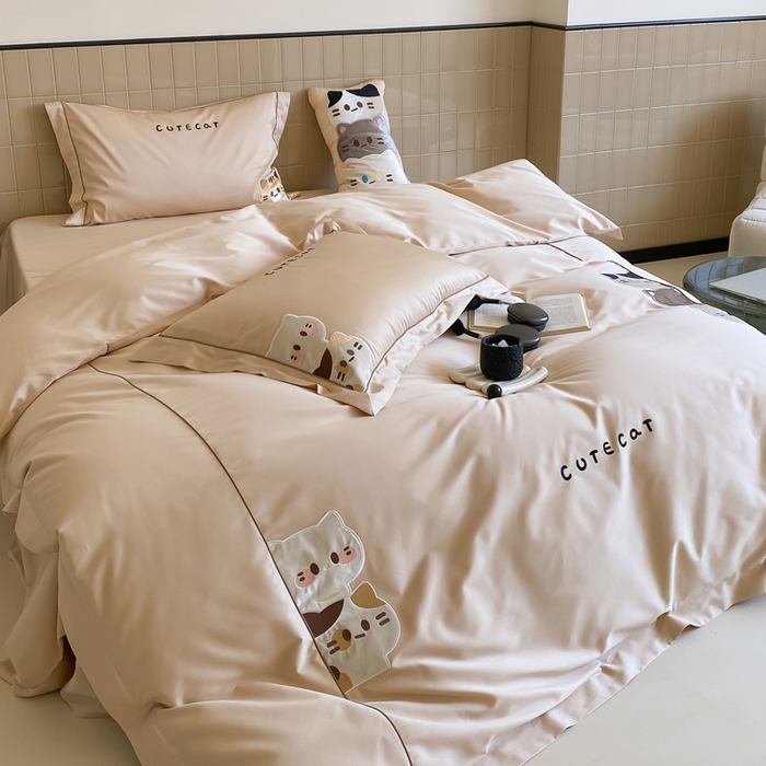 91家纺网 家纺一手货源 找家纺 （总）云栖家居 2024全棉刺绣系列四件套-胖可丁