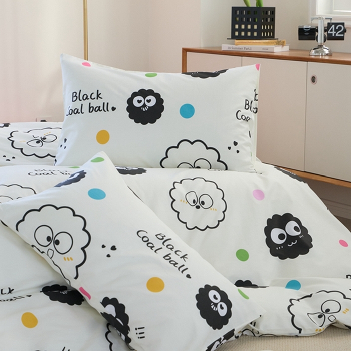 91家纺网 家纺一手货源 找家纺 原研家居 2024新款40支全棉13070印花系列四件套（第4批） 波点煤球