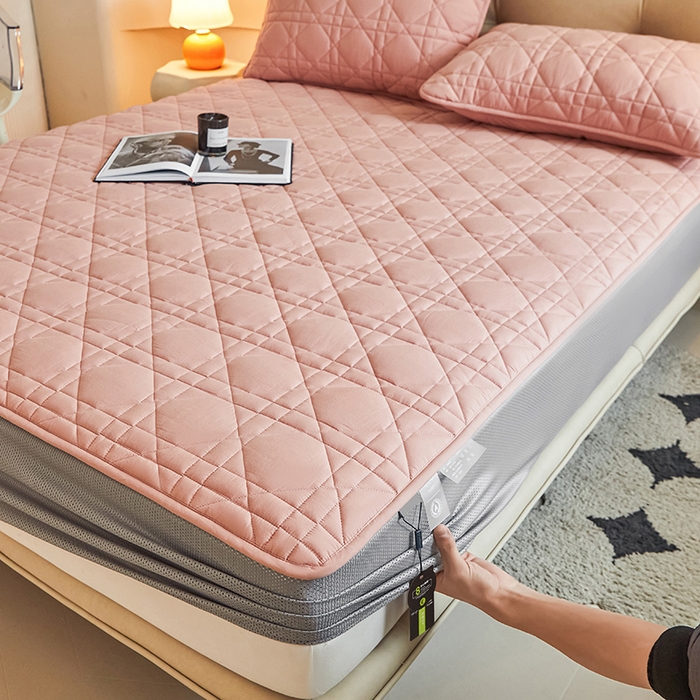 91家纺网 家纺一手货源 找家纺 3C 2024新款A类高透气纯棉棉花单床笠-好眠 柔密粉