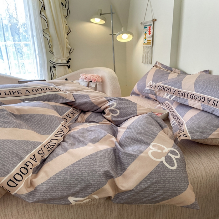 91家纺网 家纺一手货源 找家纺 洁柔 2025新款加厚生态棉磨毛四件套高克重植物羊绒四件套 心心相印