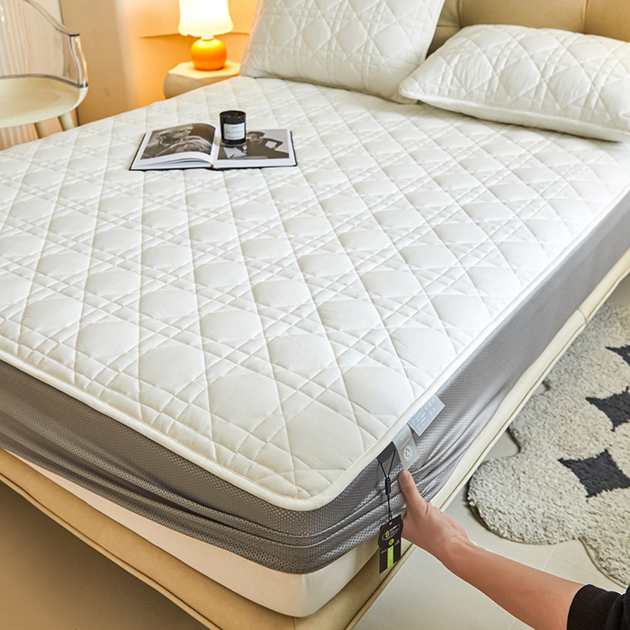 91家纺网 家纺一手货源 找家纺 3C 2024新款A类高透气纯棉棉花单床笠-好眠 素雅白