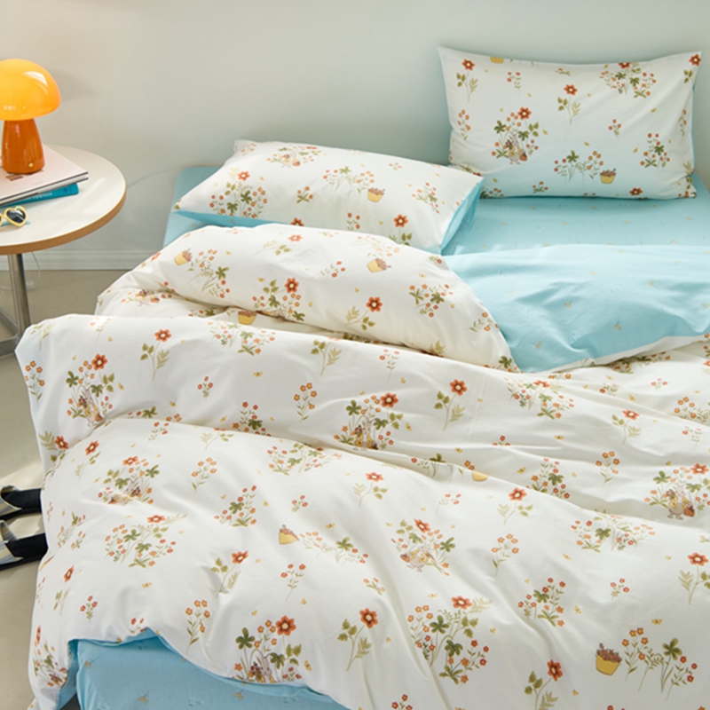 91家纺网 家纺一手货源 找家纺 原研家居 2024新款40支全棉13070印花系列四件套（第4批） 花间小趣