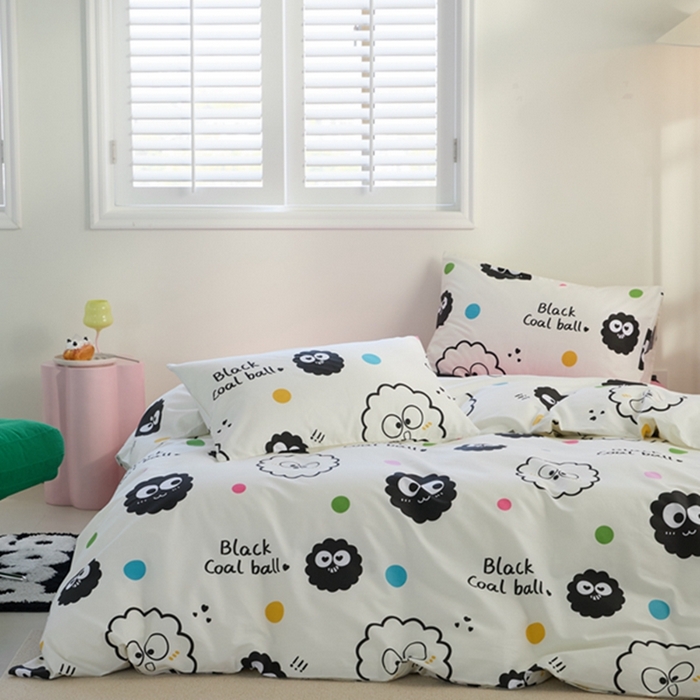 91家纺网 家纺一手货源 找家纺 原研家居 2024新款40支全棉13070印花系列四件套（第4批） 波点煤球