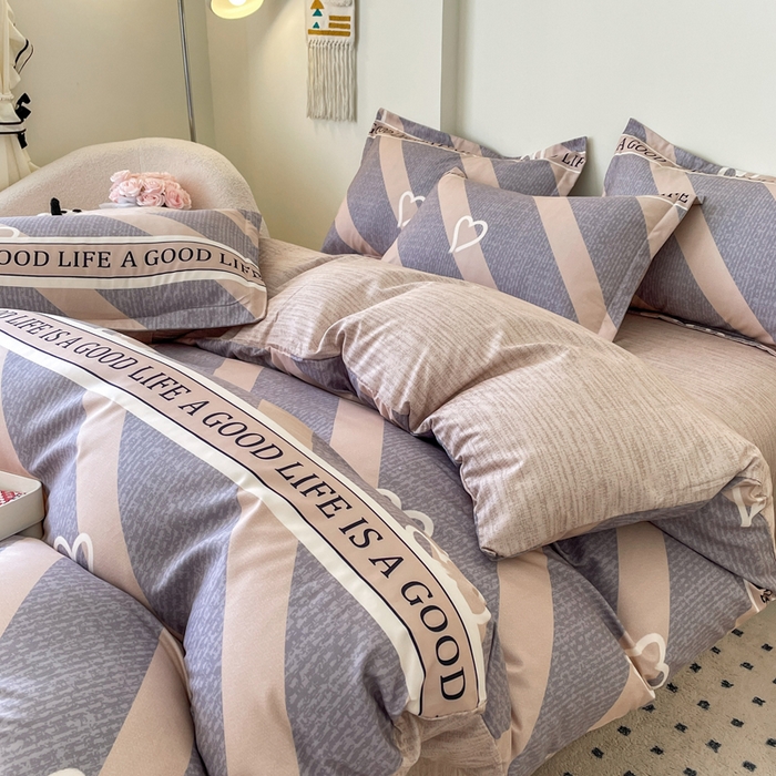 91家纺网 家纺一手货源 找家纺 洁柔 2025新款加厚生态棉磨毛四件套高克重植物羊绒四件套 心心相印