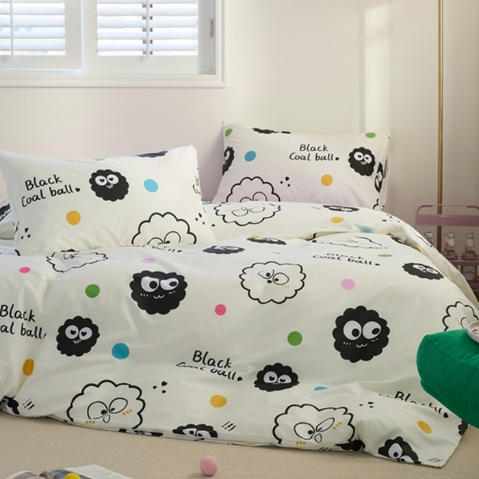 91家纺网 家纺一手货源 找家纺 原研家居 2024新款40支全棉13070印花系列四件套（第4批） 波点煤球