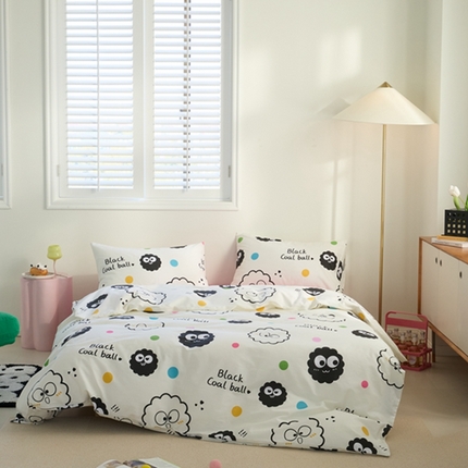 91家纺网 家纺一手货源 找家纺 原研家居 2024新款40支全棉13070印花系列四件套（第4批） 波点煤球